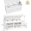 imageBEWISHOME Shoe Bench with Lift Top Storage 2Tier Storage Bench with Adjustable Shelf Entryway Bench with Padded Seat Cushion Wooden Shoe Organizer for Entryway Living Room Bedroom Hallway White