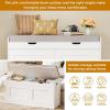 imageBEWISHOME Shoe Bench with Lift Top Storage 2Tier Storage Bench with Adjustable Shelf Entryway Bench with Padded Seat Cushion Wooden Shoe Organizer for Entryway Living Room Bedroom Hallway White