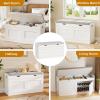 imageBEWISHOME Shoe Bench with Lift Top Storage 2Tier Storage Bench with Adjustable Shelf Entryway Bench with Padded Seat Cushion Wooden Shoe Organizer for Entryway Living Room Bedroom Hallway White
