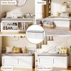 imageBEWISHOME Shoe Storage Bench Shoe Bench with Padded Seat Cushion 500 LB Capacity 2Tier Storage Bench for Entryway Entryway Bench with Adjustable Shelf for Living Room Bedroom Hallway White KHD01W