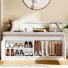 imageBEWISHOME Shoe Storage Bench Shoe Bench with Padded Seat Cushion 500 LB Capacity 2Tier Storage Bench for Entryway Entryway Bench with Adjustable Shelf for Living Room Bedroom Hallway White KHD01W