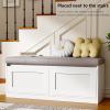 imageBEWISHOME Shoe Storage Bench Shoe Bench with Padded Seat Cushion 500 LB Capacity 2Tier Storage Bench for Entryway Entryway Bench with Adjustable Shelf for Living Room Bedroom Hallway White KHD01W