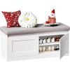 imageBEWISHOME Shoe Storage Bench Shoe Bench with Padded Seat Cushion 500 LB Capacity 2Tier Storage Bench for Entryway Entryway Bench with Adjustable Shelf for Living Room Bedroom Hallway White KHD01W